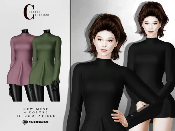 Maxis Match Long Sleeve Dress D 421 by ChordoftheRings - The Sims 4 Custom Content