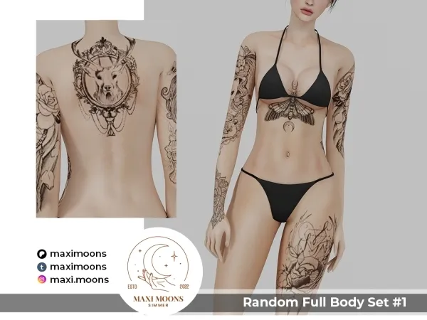 Mix Random Full Body Set Tattoos - The Sims 4 Custom Content