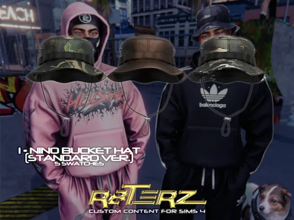 Alpha R8TERZ Nino Bucket Hat (Standard Version) - The Sims 4 Custom Content
