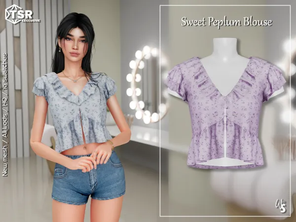 Alpha Sweet Peplum Blouse by wisteriasims - The Sims 4 Custom Content