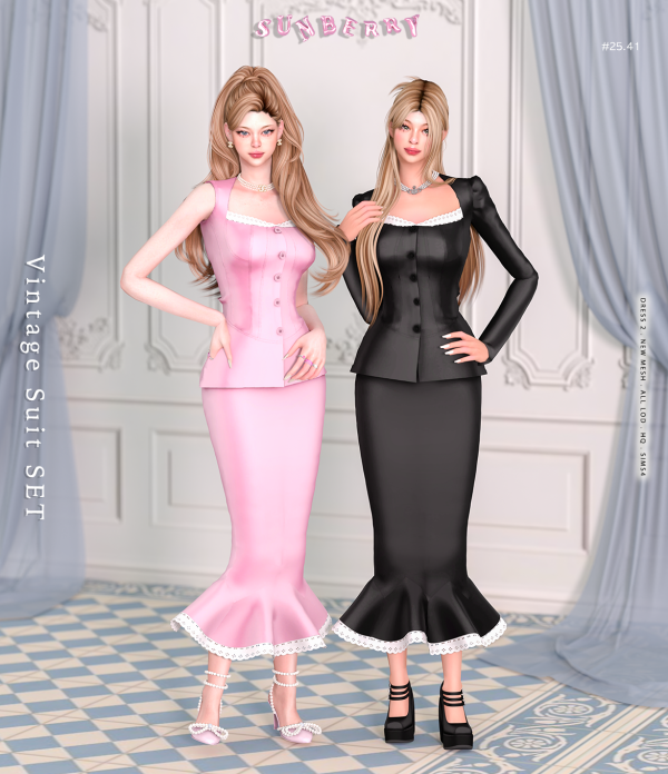 Alpha [SUNBERRY] 2541 Vintage Suit by simsfinds - The Sims 4 Custom Content