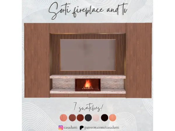 Alpha Sorti fireplace and tv - The Sims 4 Custom Content