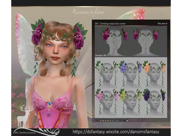Alpha DSF Climbing roses hair crown by dsfantasy - The Sims 4 Custom Content