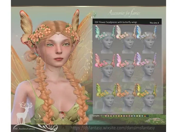 Alpha DSF Flower headpieces with butterfly wings by dsfantasy - The Sims 4 Custom Content