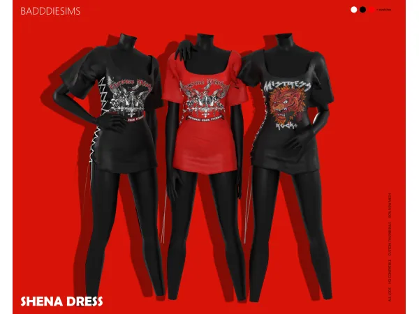 Alpha SHENA DRESS by BADDDIESIMS - The Sims 4 custom content