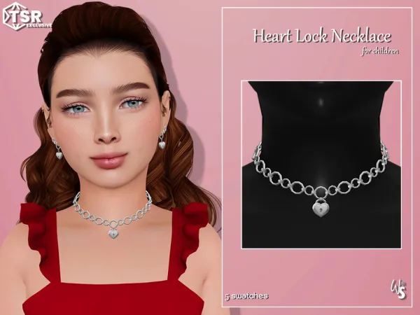 Alpha Heart Lock Necklace (children) - The Sims 4 Custom Content