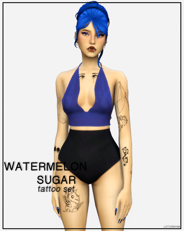 Mix Watermelon Sugar Tattoo Set by lotuswhimcc - The Sims 4 Custom Content