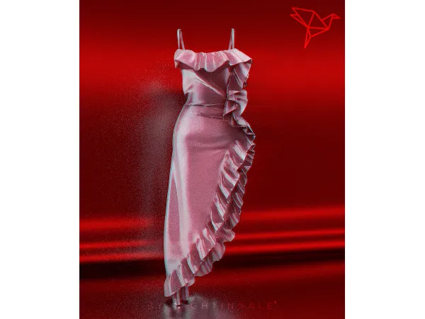 Alpha Magnolia Asymmetric Dress Nightingale Sims - The Sims 4 Custom Content