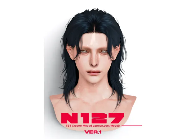 Alpha MoooD Hair N127 VER1 - The Sims 4 Custom Content
