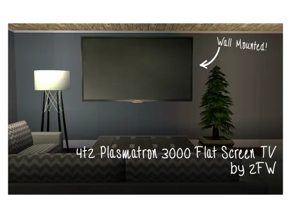 Sims 2 Alpha Electronics Objects CC: 4t2 Plasmatron 3000 Flat Screen TV by 2fingerswhiskey