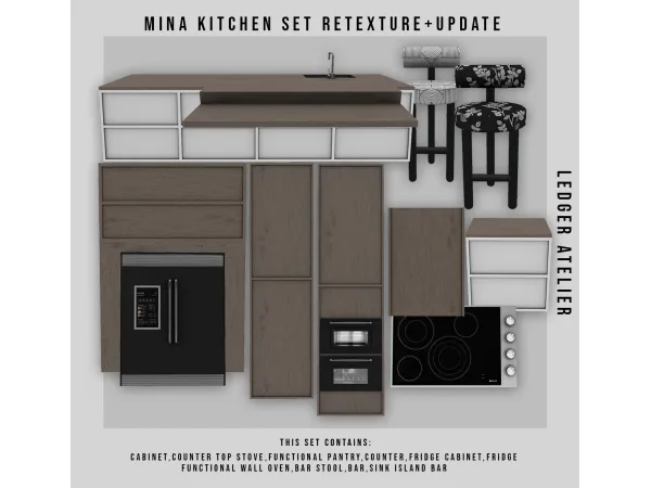 Alpha Mina Kitchen Set (RetexturedUpdated) - The Sims 4 Custom Content