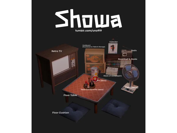 Alpha Japanese Retro Showa Set by uno919 - The Sims 4 Custom Content