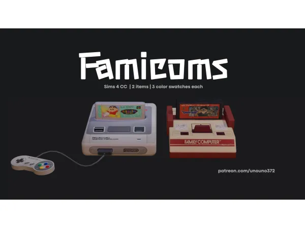 Mix Functional Retro Famicoms by uno919 - The Sims 4 Custom Content