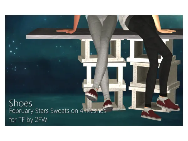 Shoes February Stars Sweats on Four Meshes for TF by twofingerswhiskey - The Sims 2 Custom Content