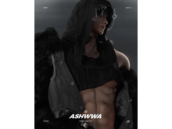Alpha Streetwear 01 by ASHwwa - The Sims 4 Custom Content