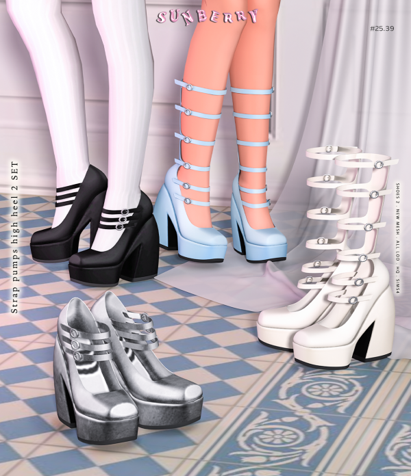 Alpha [SUNBERRY]2539_Strap pumps high heel 2SET by simsfinds - The Sims 4 Custom Content