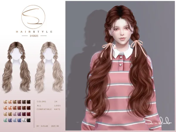 Alpha S Club_010825_Double ponytails Hairstyle - The Sims 4 Custom Content