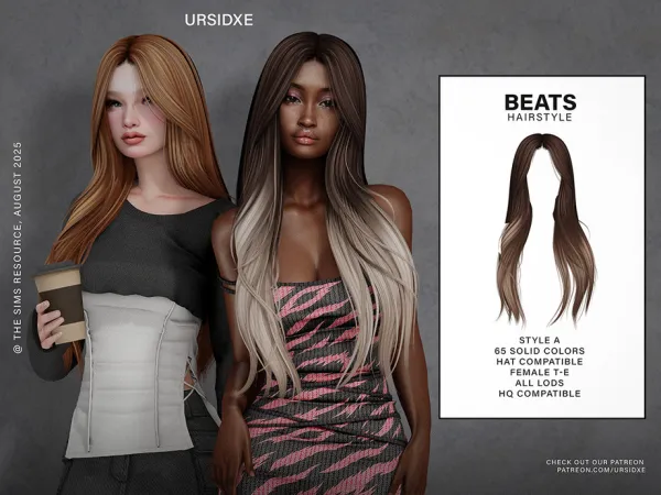Alpha Beats (Hairstyle) Style A by Ursidxe - The Sims 4 Custom Content