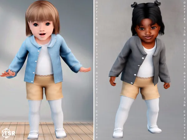 Mix Infant Denim jacket and shorts set by Garfiel - The Sims 4 Custom Content