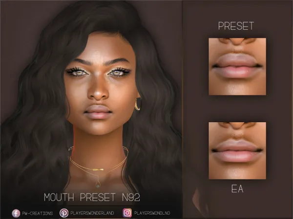Mix Mouth Preset N92 by PlayersWonderland - The Sims 4 Custom Content