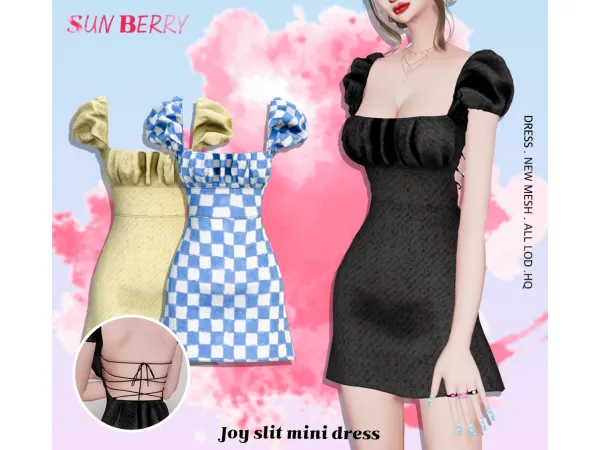 Alpha [SUNBERRY] Joy slit mini dress - The Sims 4 Custom Content