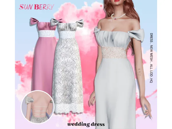 Alpha [SUNBERRY] wedding dress - The Sims 4 Custom Content