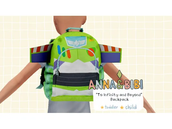 Alpha To Infinity and Beyond Backpack toddler and child [AnnaBibi] - The Sims 4 Custom Content