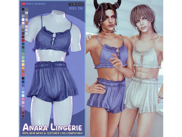 Alpha PEACH Anara Lingerie by kleossims - The Sims 4 Custom Content