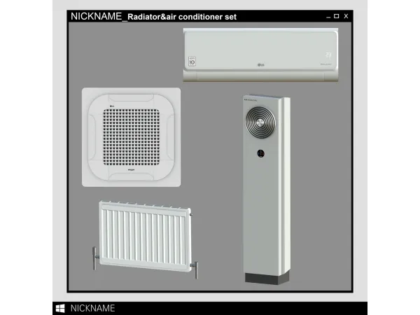 Alpha Radiatorair conditioner set by give me a nickname - The Sims 4 Custom Content