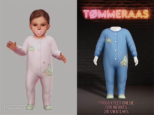 Mix Tu00d8MMERAAS Froggy Feet Onesie for Infants (124) - The Sims 4 Custom Content
