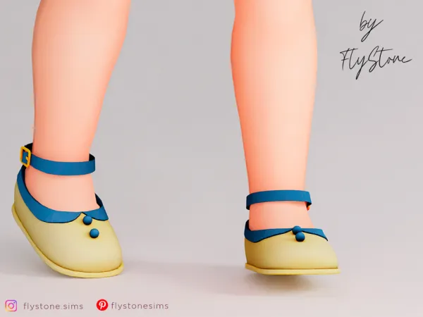 Alpha Toddler Suede Flats With Leather Strap And Beads by FlyStone - The Sims 4 Custom Content