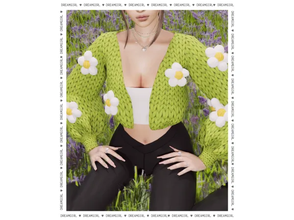 Alpha FLOWER PUFF CARDIGAN by dreamgirl - The Sims 4 Custom Content