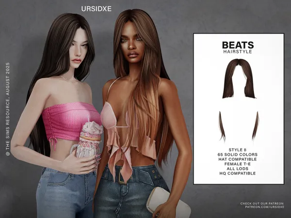Alpha Beats (Hairstyle) Style B by Ursidxe - The Sims 4 Custom Content