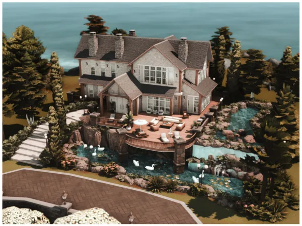Maxis Match MM River Stone Mansion by Merin_Martini - The Sims 4 Custom Content