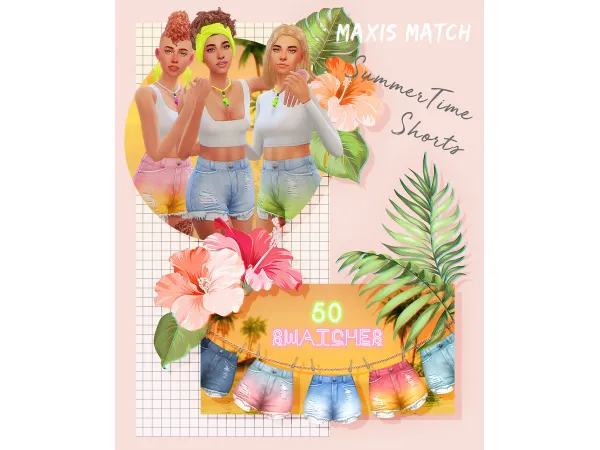 Maxis Match emmibouquet Summer Time Shorts - The Sims 4 Custom Content