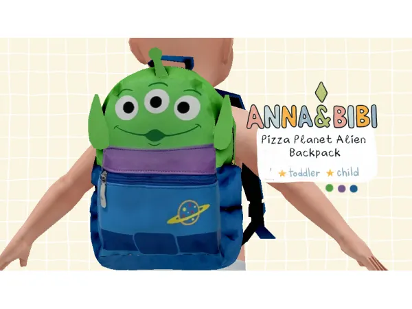 Alpha Pizza Planet Alien backpack toddler and child [AnnaBibi] - The Sims 4 Custom Content
