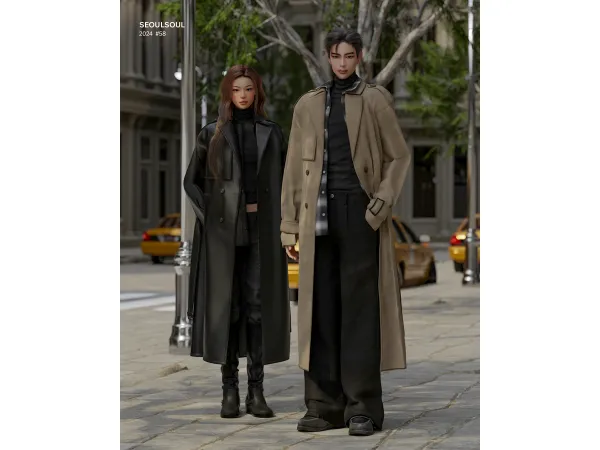 Alpha sims4 2024 58 trench coat by seoulsoul - The Sims 4 Custom Content
