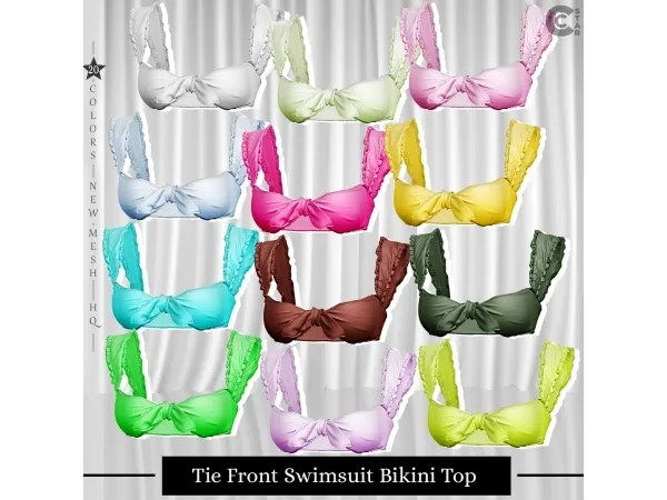 Alpha Tie Front Swimsuit Bikini Top cool_content_star - The Sims 4 Custom Content
