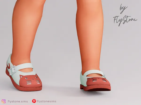 Alpha Toddler Wedges With A Cat Face by FlyStone - The Sims 4 Custom Content