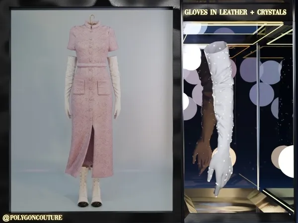 Alpha Leather gloves with crystals - The Sims 4 Custom Content