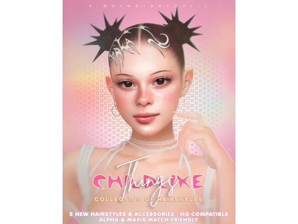 Alpha CHILDLIKE THINGS collection of hairstyles accessories - The Sims 4 Custom Content