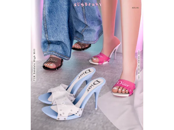 Alpha [SUNBERRY] 2545 Y2K Sandals High Hill - The Sims 4 Custom Content