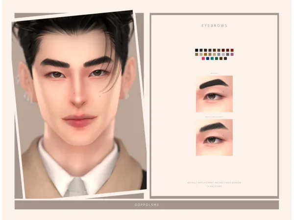 Mix Eyebrows Default Replacement 026ArchedThickNarrow by goppolsme - The Sims 4 Custom Content