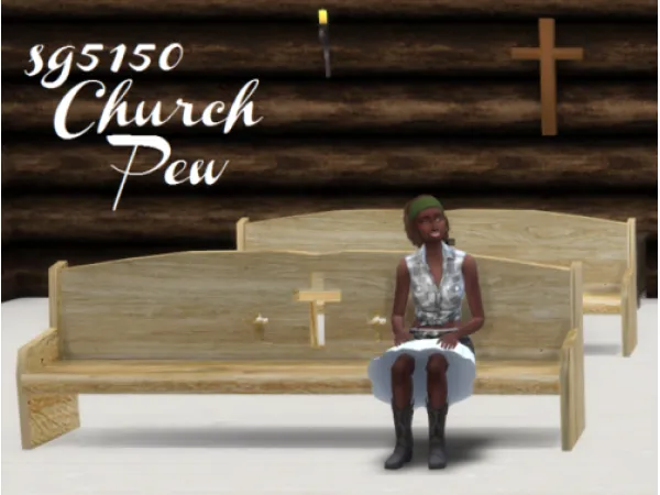 Maxis Match SG5150 WILD WEST CHURCH PEW - The Sims 4 Custom Content