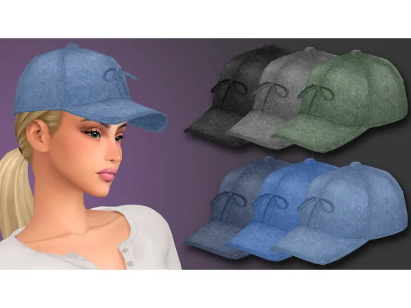 Maxis Match LOLA BASEBALL DENIM CAP by NataliS - The Sims 4 Custom Content