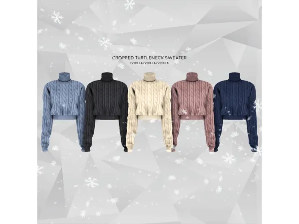 Alpha Cropped Turtleneck Sweater by gorillax3 - The Sims 4 Custom Content