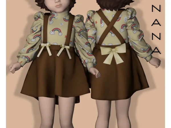 Alpha NANA7 Outfit with bow and suspenders - The Sims 4 Custom Content