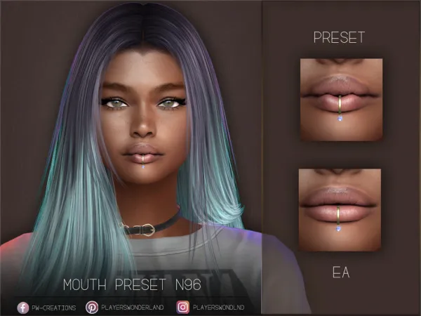 Mix Mouth Preset N96 by PlayersWonderland - The Sims 4 Custom Content