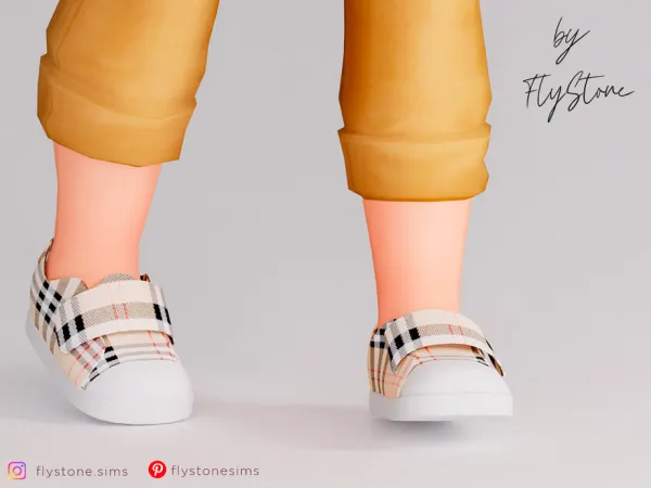 Alpha Toddler Sneakers With Tartan Texture by FlyStone - The Sims 4 Custom Content