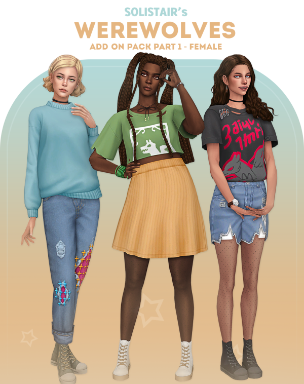 Maxis Match Werewolves Add on Pack PART 1 FEMALE by simsfinds - The Sims 4 Custom Content